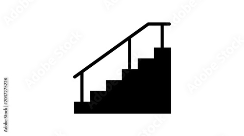 Tablou pe pânză Staircase Silhouette On White Background Minimalist Architectural Design
