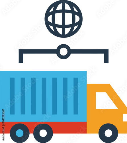 Bilde på lerret Global Logistics and Transportation Truck Icon for Worldwide Delivery