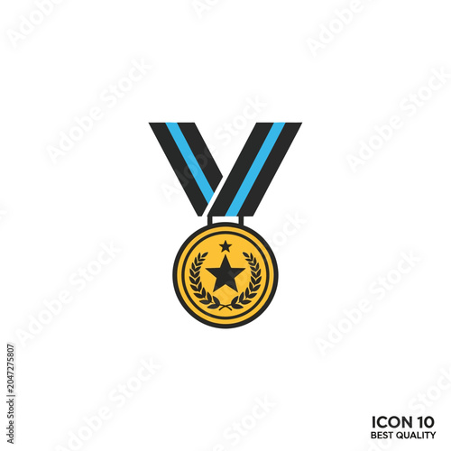 Golden Medal with Star and Ribbon.