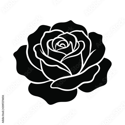 Blooming Rose Head Cutout Silhouette Vector