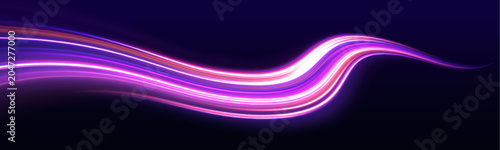 Tableau sur toile High speed city traffic, glowing neon laser lines on dark background
