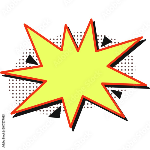 Yellow comic starburst speech bubble