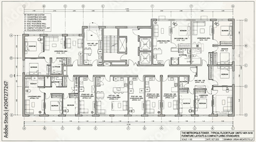 Fotografía Detailed floor plan layout for a multistory apartment complex building