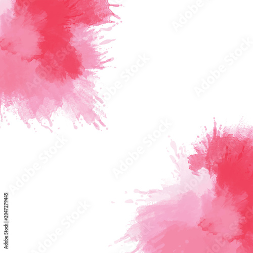 Pink watercolor splash on white background