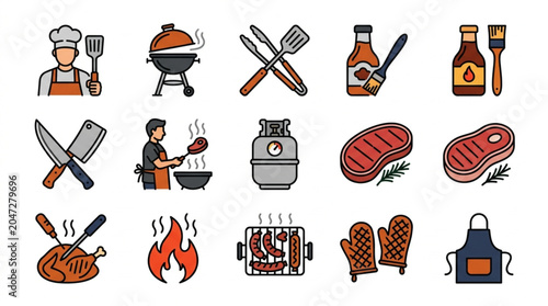 Barbecue and Grilling Illustration Set