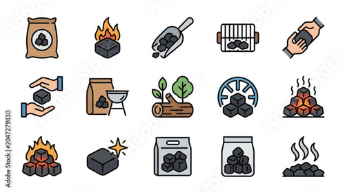 Charcoal Production and Usage Icons