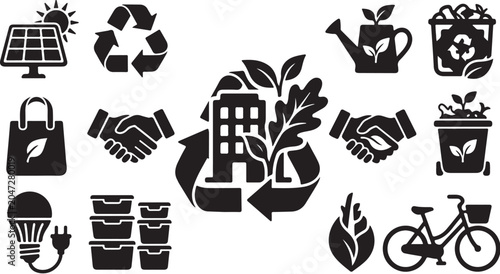 Eco Friendly Sustainable Living Icons and Symbols