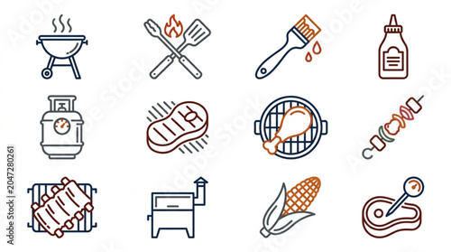 Grilling and Barbecue Icons Set