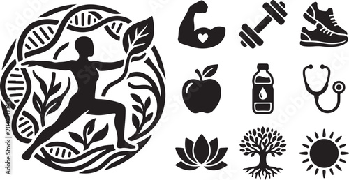 Healthy Lifestyle Fitness and Wellness Concept Illustration