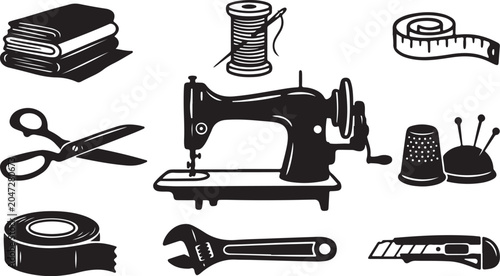 Sewing tools and equipment for crafting and repair