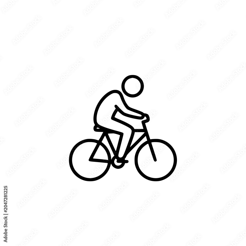 Obraz premium Vector illustration of a person riding a bicycle, cycling icon