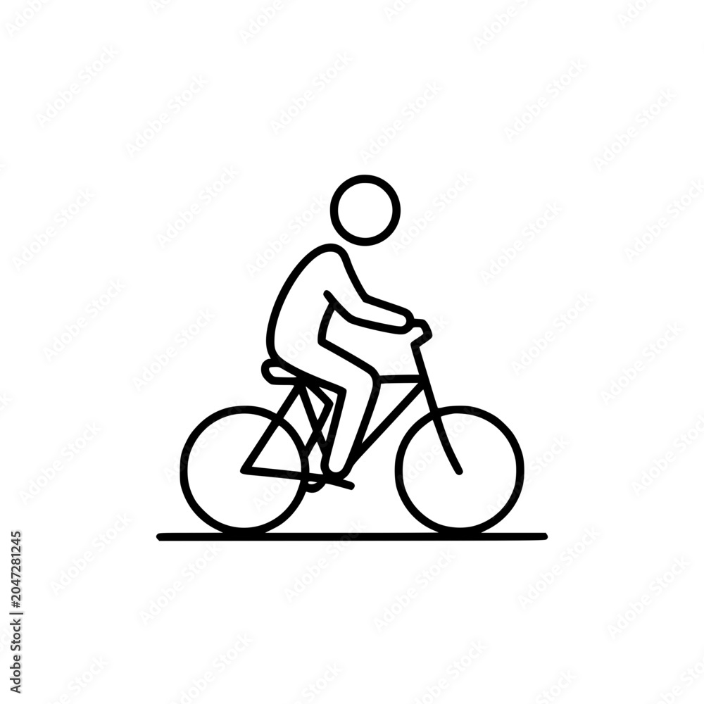 Naklejka premium Man riding bicycle, vector illustration, cycling icon