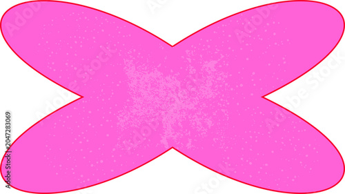 Bow Shape Pink Abstract Geometric Y2K Sticker Shape. Y2K Badge Figure Isolated Element.