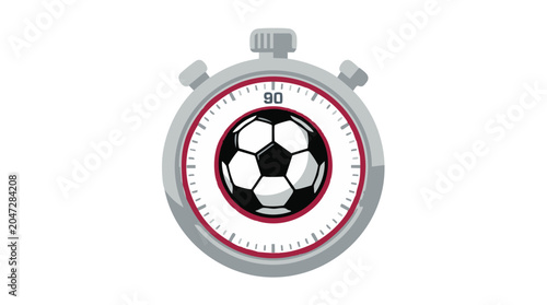 Stopwatch with a soccer ball inside isolated on white background