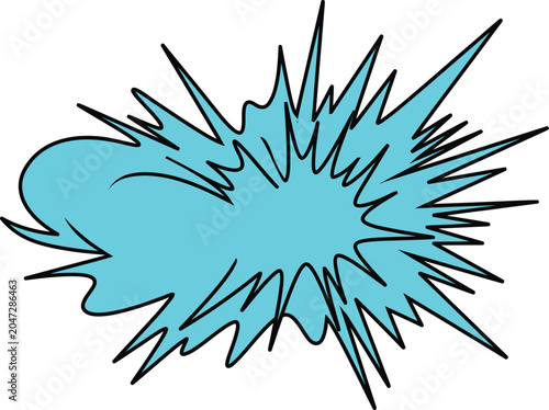 Fotografija Cyan blue comic book style explosion starburst speech bubble graphic with explos