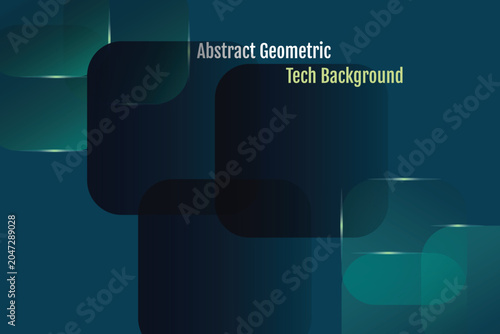 Fotografie abstract geometric tech background with glossy dark teal rounded squares