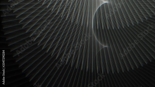 Abstract dense luminous lines flowing over a dark background. Abstract animation of wide light bands and curved arcs. seamless loop