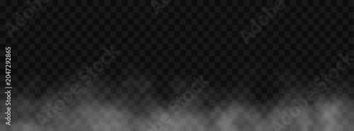 Cuadro en lienzo Smoke mist png with white fog clouds, toxic chemical vapor, air motion effect, transparent isolated background and dark realistic environment illustration style