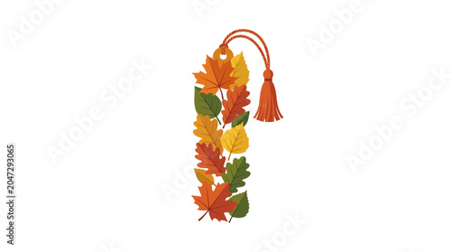 Autumn Leaves Bookmark with Tassel - Fall Season Decorative Reading Accessory