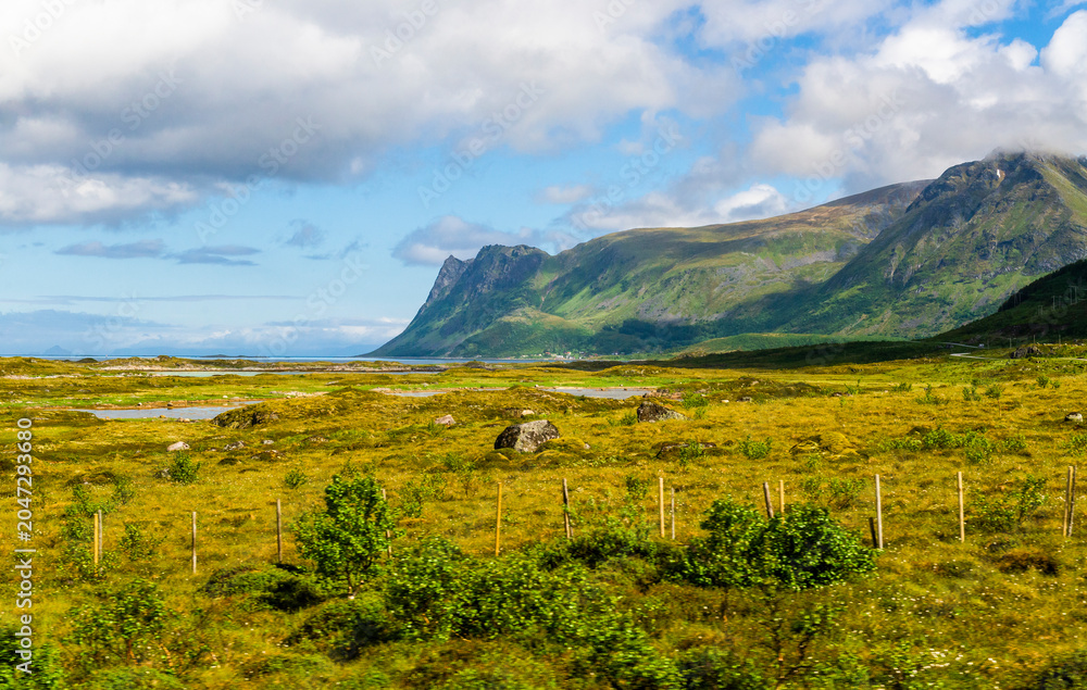 Fototapeta premium Lofoten Island, Norwegian Sea, Alesund, Hjorundfjord, Finnmark, Norway, Arctic, Norwegian fjords