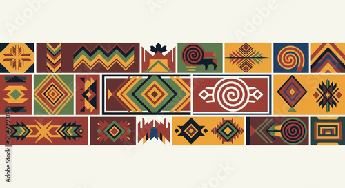 Foto Vibrant African Tribal Geometric Patterns.