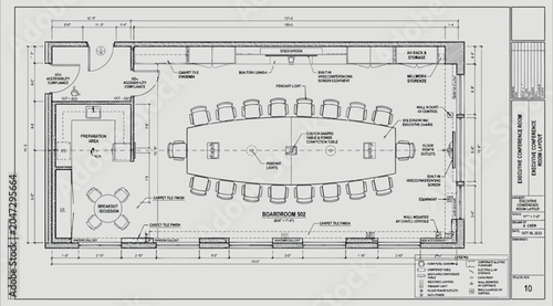 Φωτογραφία Technical floor plan for a corporate boardroom or meeting room