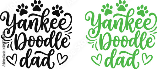 Fotografija Vector yankee doodle dad typography design with paw prints