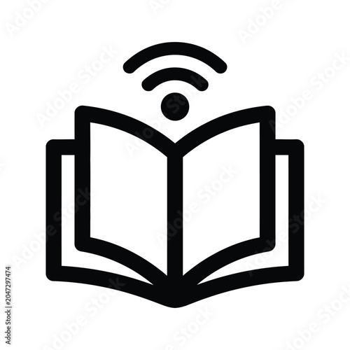 Schilderij op canvas Open book with wireless signal vector line illustration