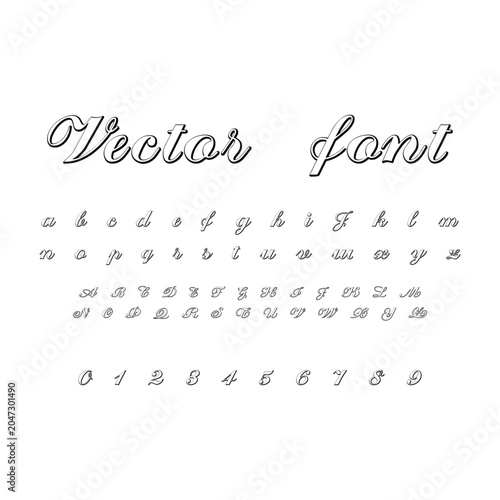 Elegant Calligraphy Vector Font Script Alphabet and Numbers