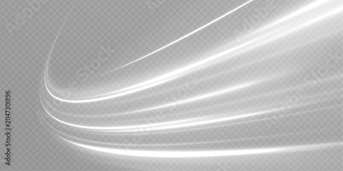 Schilderij op canvas White neon streaks and laser lines, illuminate traffic with motion effects on transparent background