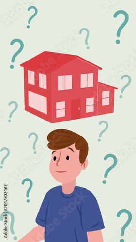 Young man wondering about buying a new house