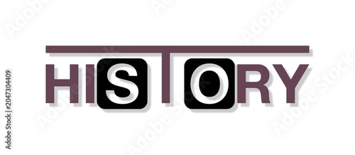 Testo HISTORY con font variabile e sfondo colorato