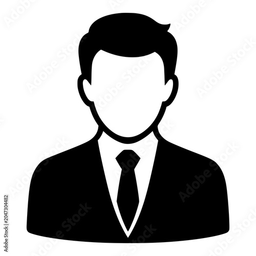 Obraz na plátne Businessman in Suit and Tie Avatar, Black Vector Icon for Professional Profile a