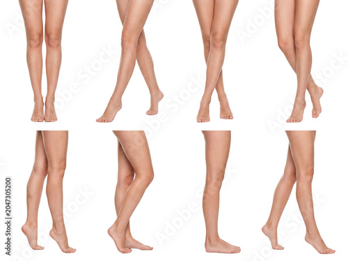 Принти на полотні Diverse collection of female legs and bare feet in various natural standing and walking positions