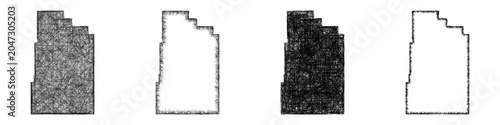 Slika na platnu Black and white sketch Carter County (Montana) outline map design set