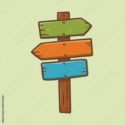 Wooden Direction Signpost Illustration