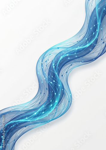 Annual report cover, Elegant 3D ribbon artificial intelligence neural pathways