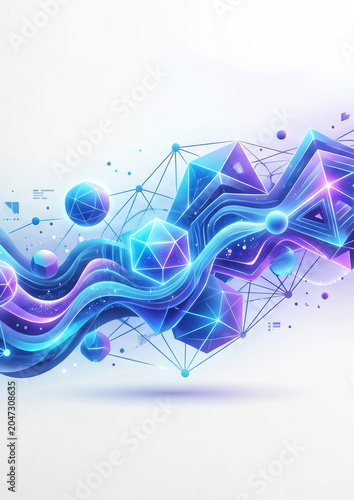 Annual report cover, colorful geometric lines futuristic technology