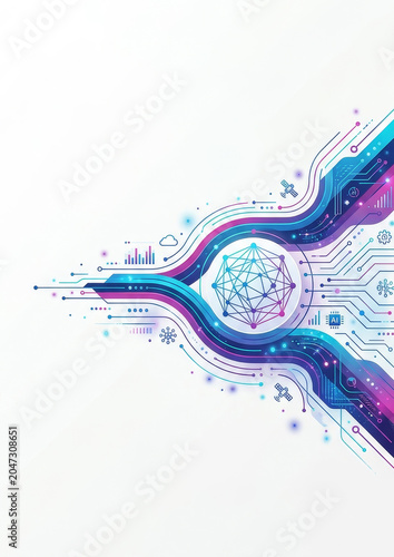 Annual report cover, futuristic technology concept