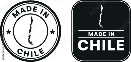 Foto Made in Chile Badge Set with Map Silhouette and Modern Design