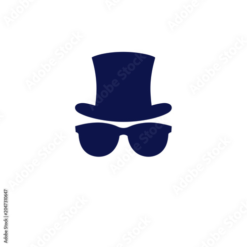 Top Hat and Sunglasses Icon Vector Symbol, Isolated Transparent Background for Business or Tech Branding Design