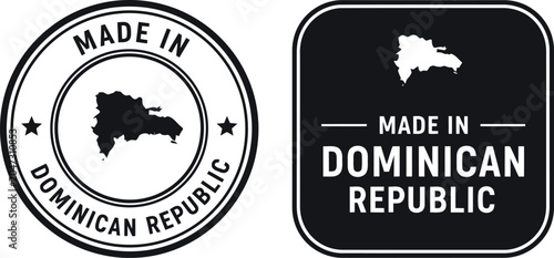 Quadro su tela Made in Dominican Republic Badge Set with Country Map Silhouette
