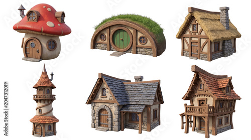 Εκτύπωση καμβά Six fantasy houses in 3D render