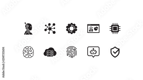 Black and white technology icons