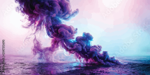 Obraz na płótnie Abstract purple and blue smoke explosion with neon illumination explosion abstra