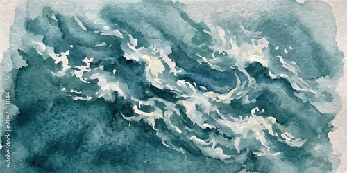 Foto Abstract teal and white watercolor texture of rippling water with blue tones han