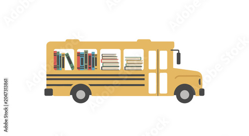 Yellow School Bus With Books Inside 2.