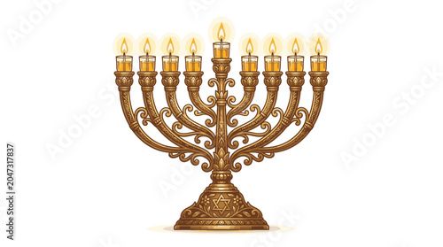 Fotografie Traditional Jewish Menorah Hanukkah Candles.