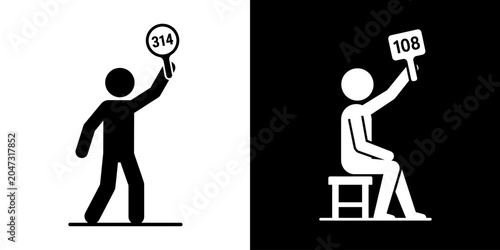Tableau sur toile Auction participants with bidding paddles, illustrating the concept of making an