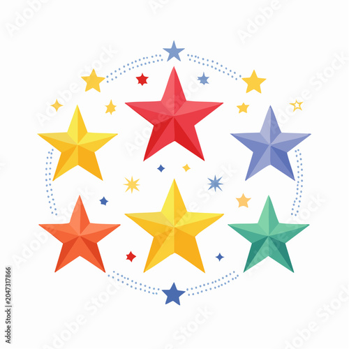 Colorful Five-Pointed Stars Arrangement